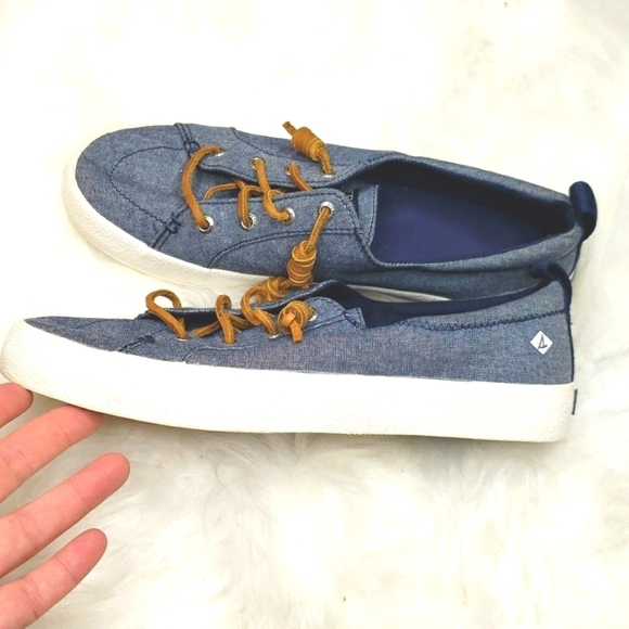 SPERRY Crest Vibe Crepe Chambray Boat Shoes 8M - Picture 11 of 13